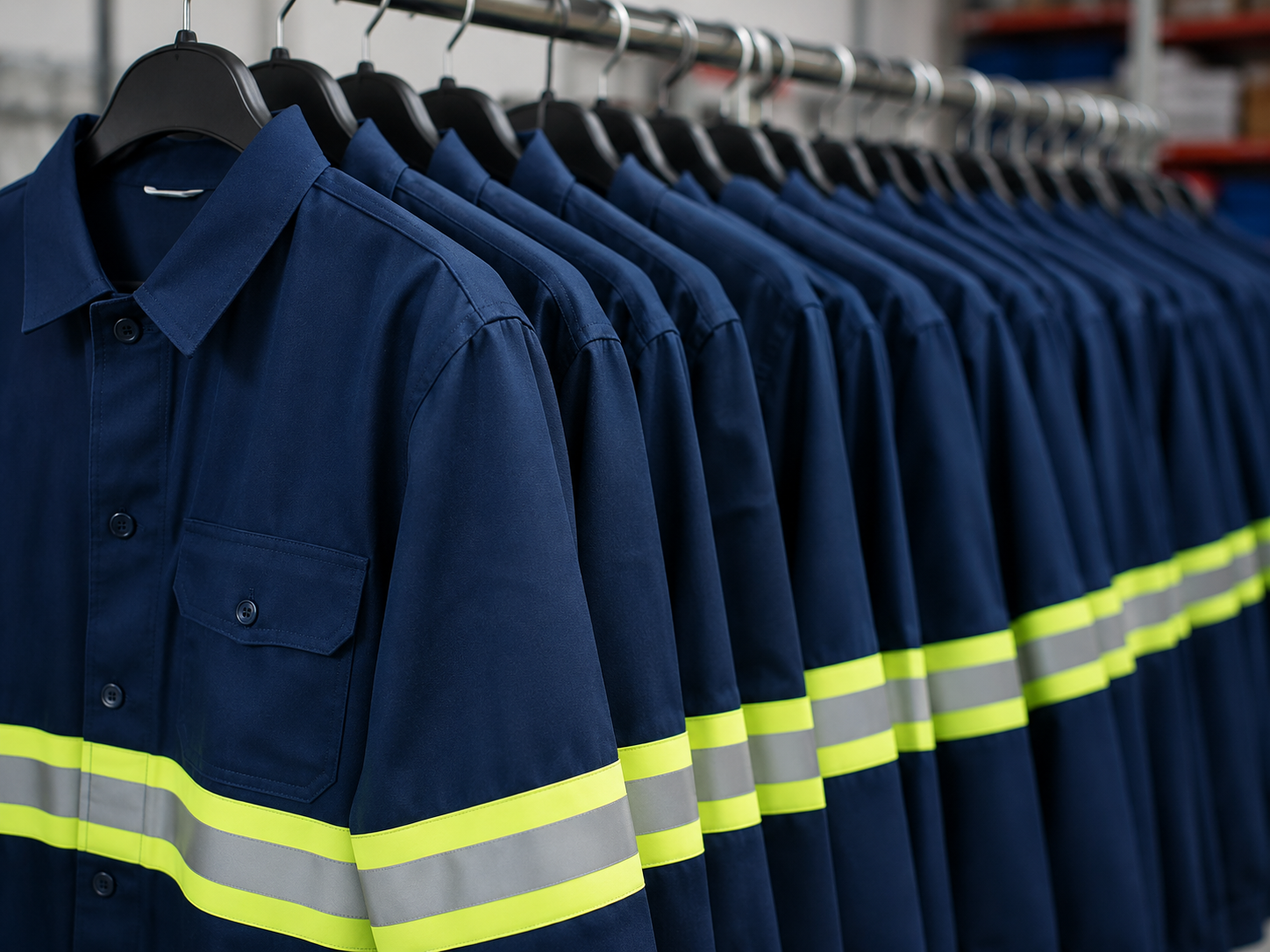 Uniformes industriais com faixas refletivas